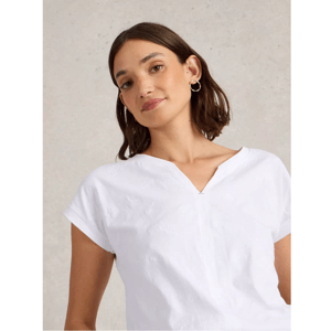 White Stuff Nelly Embroidered Notch Neck Tee